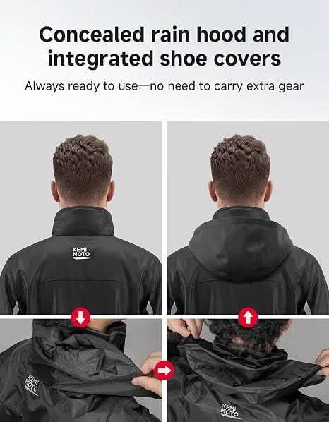 KEMIMOTO Motorcycle Rain Suit Waterproof Full Body
