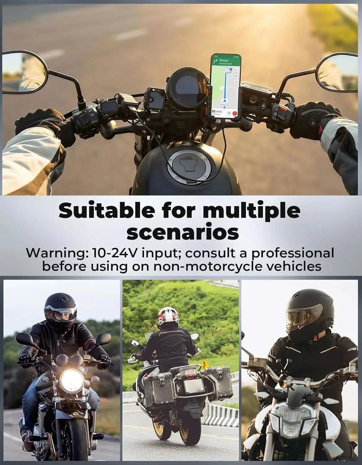 USB Charger for Motorcycle with USB-C & USB-A