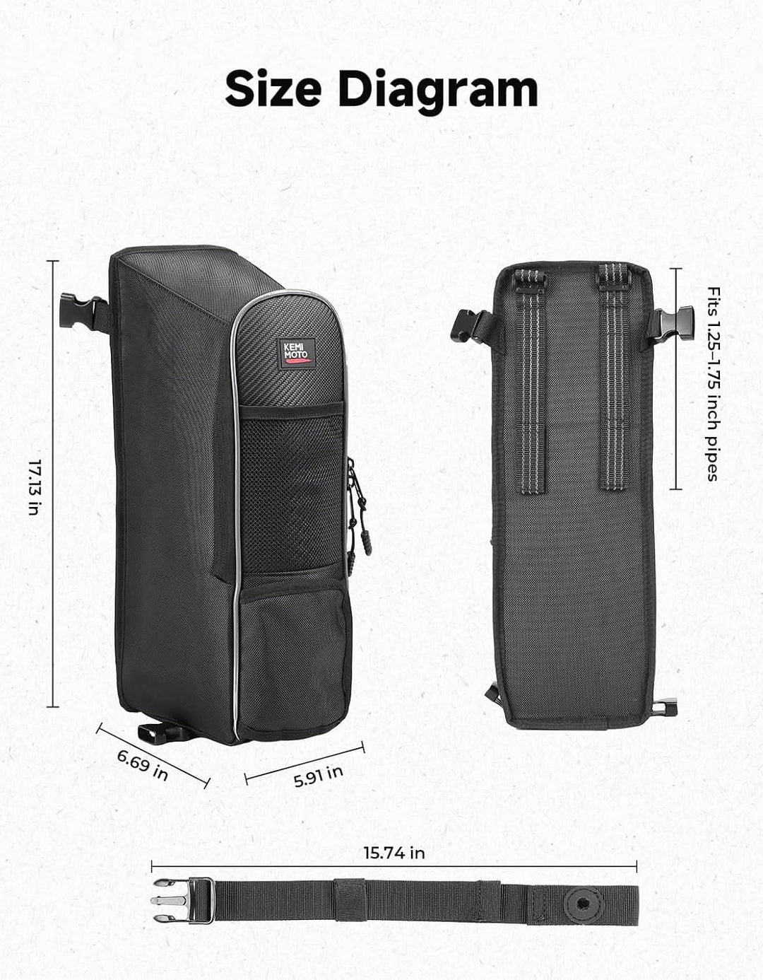 UTV 10L Center Seat Storage Bag for Polaris RZR XP 4 1000 ZForce 950 KRX 1000 Teryx 4 Mule, 4-Seater - Kemimoto