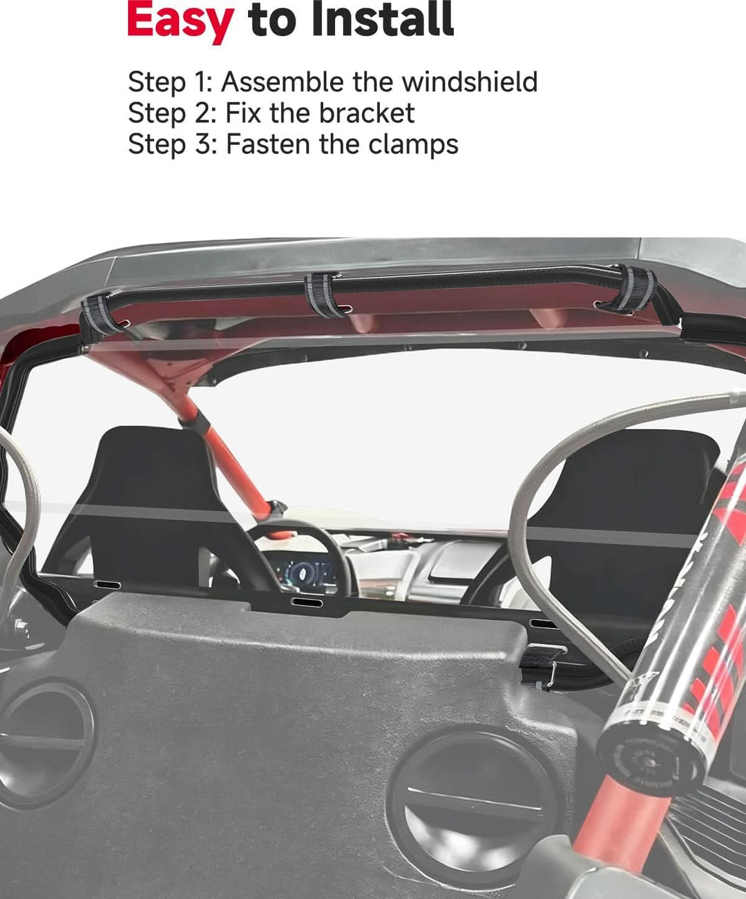 UTV Rear Windshield, Ultra-Clear Shatter-Resistant for Segway Villain 2024+