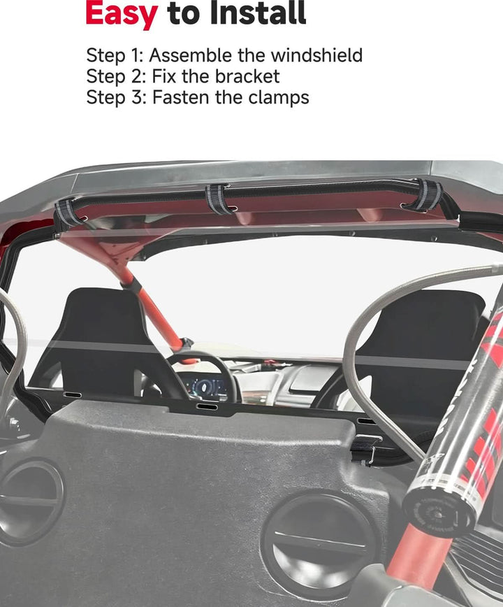 UTV Rear Windshield, Ultra-Clear Shatter-Resistant for Segway Villain 2024+