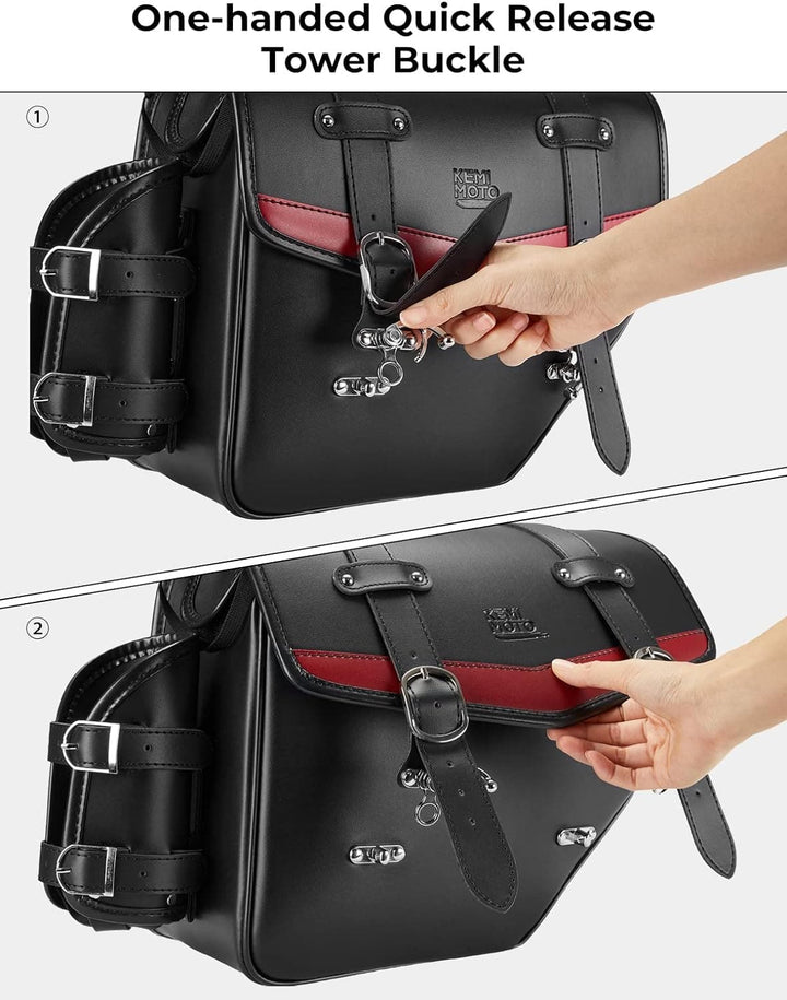 Leather Motorcycle Saddle bags for Softail Dyna Road King Universal - Kemimoto