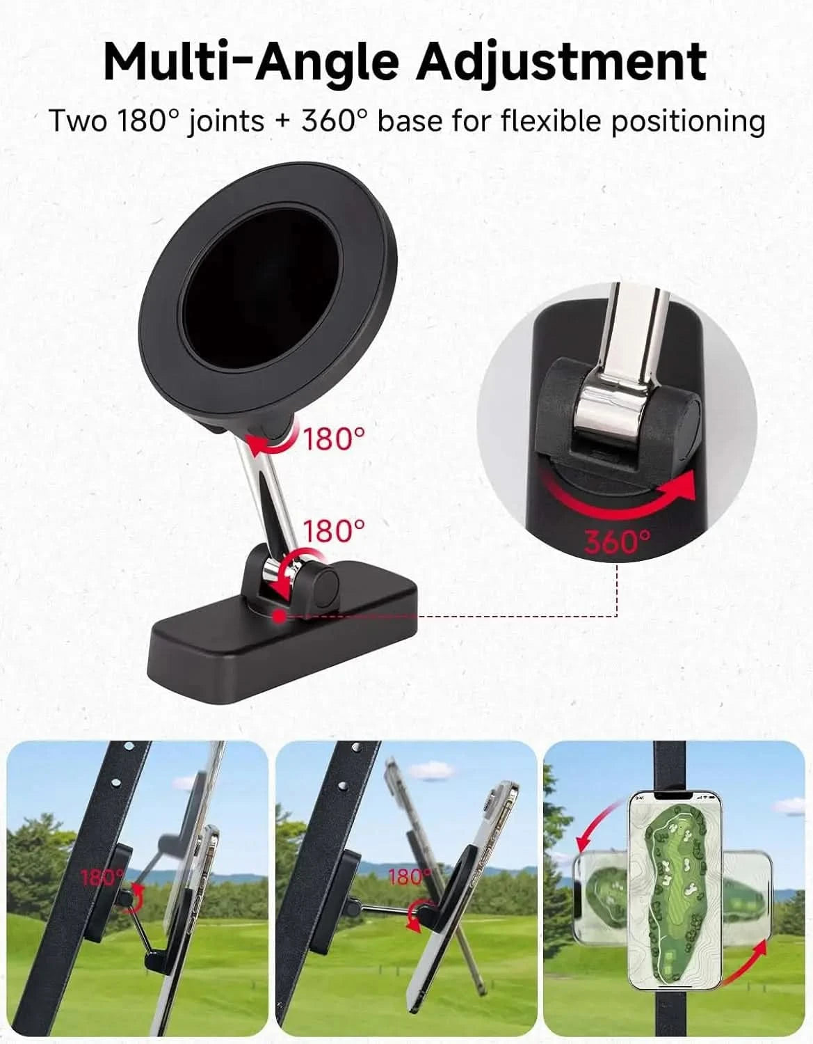 Magnetic Golf Cart Phone Holder for iPhone/Galaxy & More Cellphone
