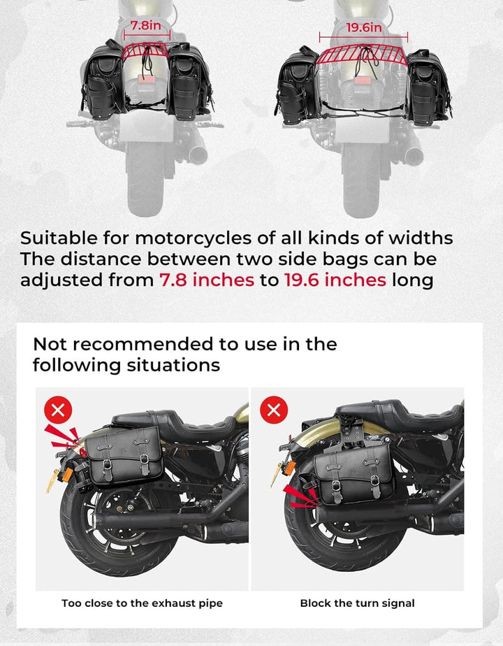 Motorcycle Saddle Bags for Sportster, Softail, Dyna, Road King, V-star, and Shadow - Kemimoto