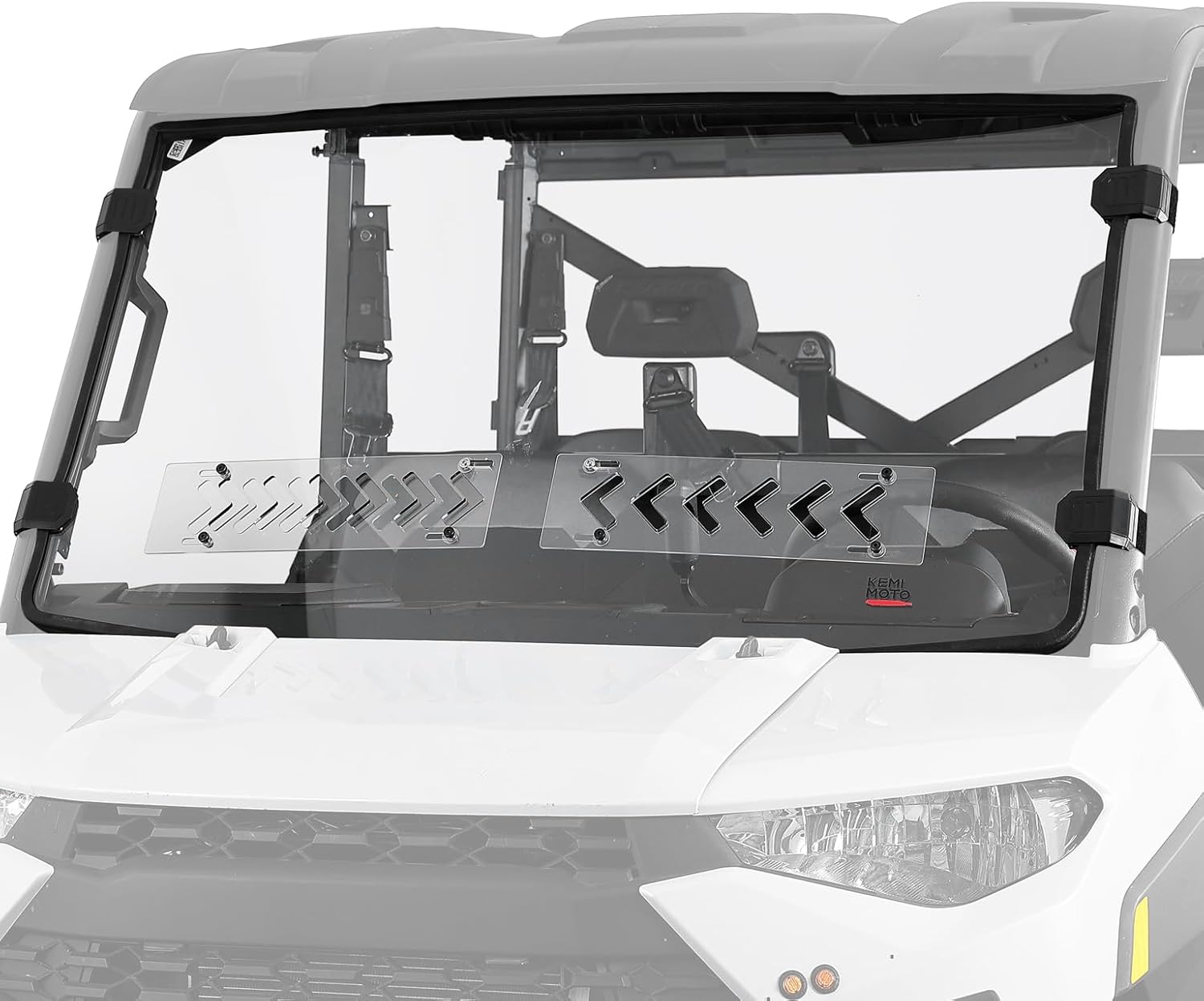 2-IN-1 Vented Windshield for Polaris Ranger XP 900/XP 1000/Crew 2014-2025 - Kemimoto