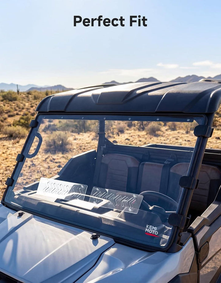 UTV Scratch-Resistant Polycarbonate Front Windshield For Kawasaki Ridge - Kemimoto