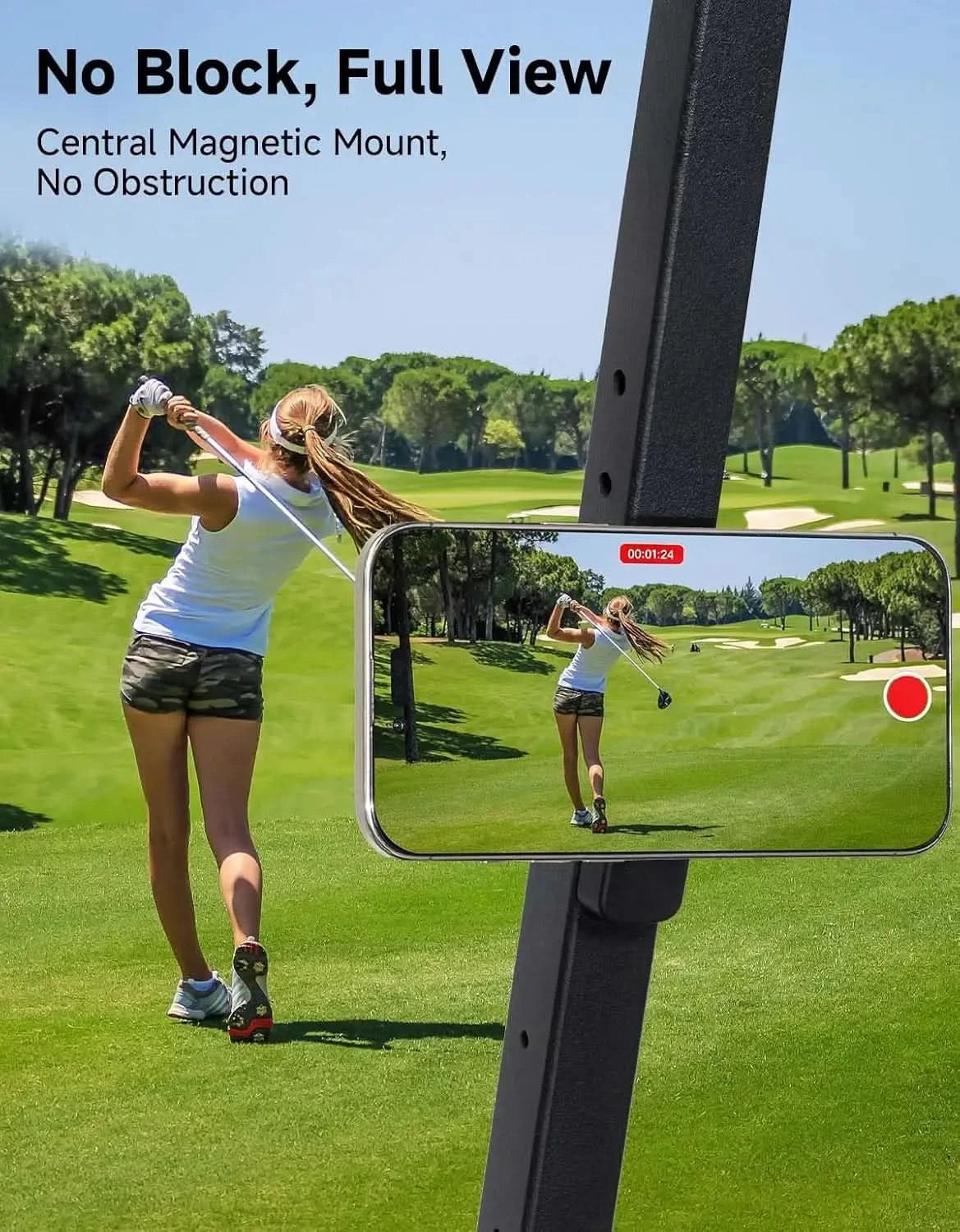 Magnetic Golf Cart Phone Holder for iPhone/Galaxy & More Cellphone