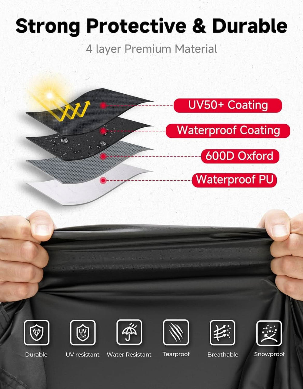 Heavy-Duty Waterproof UTV Cover for Polaris RZR XP 1000, Can-Am Defender, CFMOTO ZFORCE – 2 Seater - Kemimoto