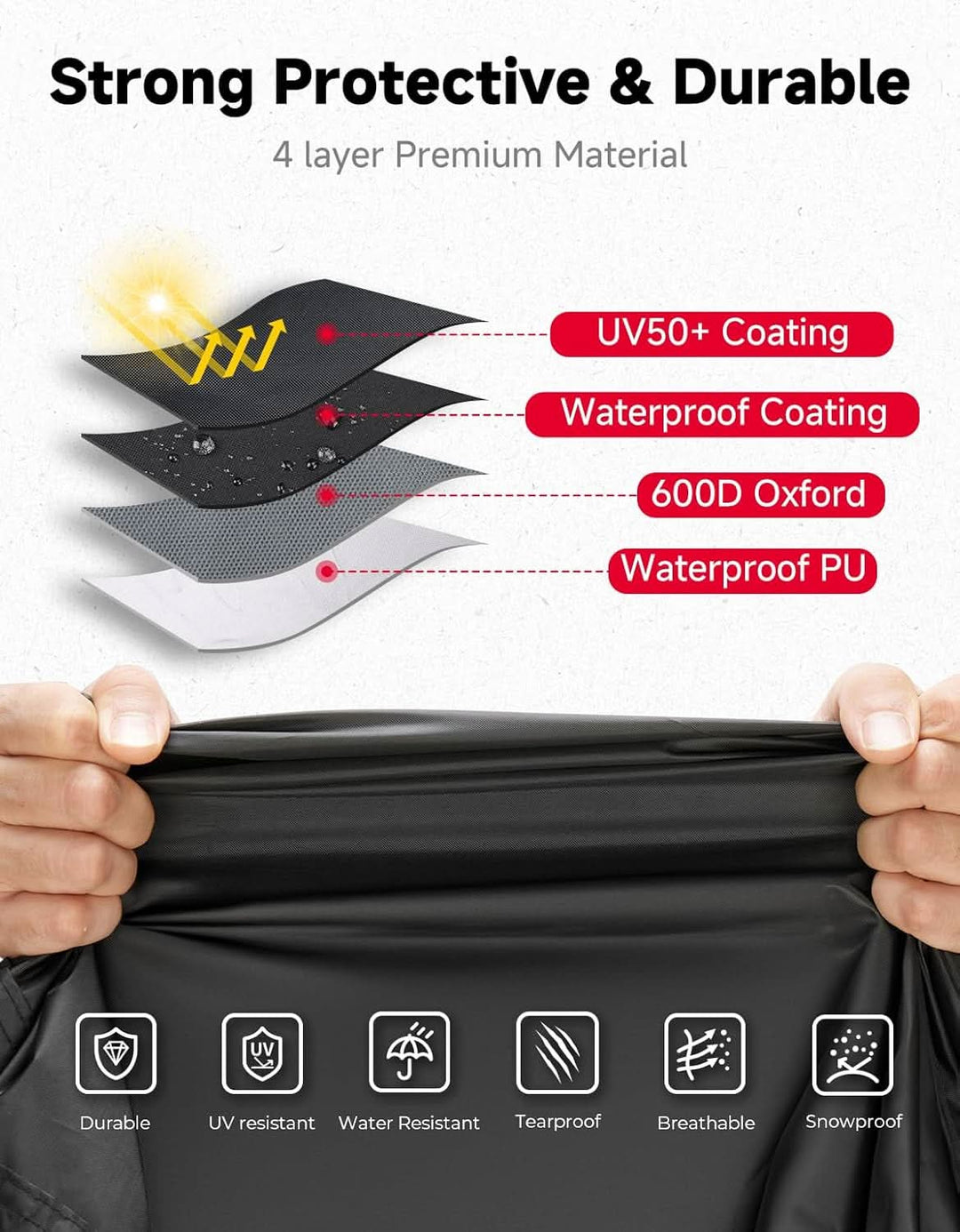 Heavy-Duty Waterproof UTV Cover for Polaris RZR XP 1000, Can-Am Defender, CFMOTO ZFORCE – 2 Seater - Kemimoto