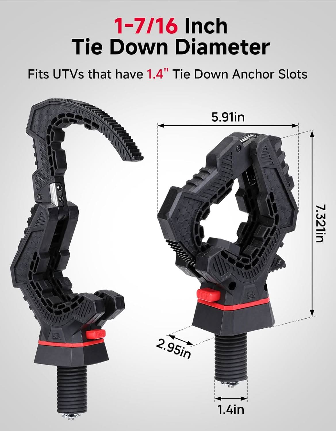Ratcheting UTV Hunting Tool Rack, Adjustable Grip Mount For Polaris Ranger General
