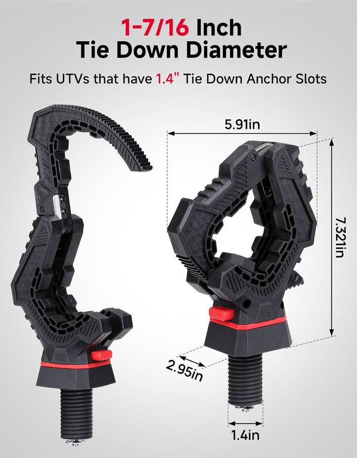 Ratcheting UTV Hunting Tool Rack, Adjustable Grip Mount For Polaris Ranger General