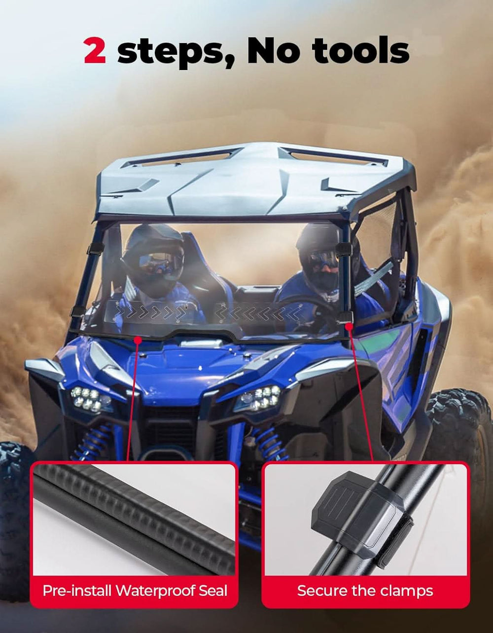 2-IN-1 UTV Front Windshield with Vents for Talon 1000X/1000R - Kemimoto