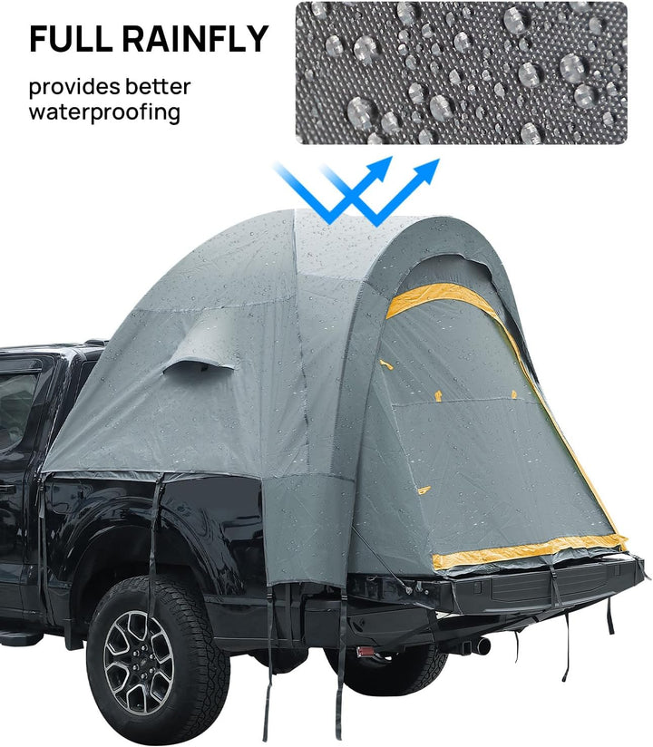 JOYTUTUS Pickup Truck Tent 2.0, 5.5'-6' Camping Preferred - Orange - Kemimoto