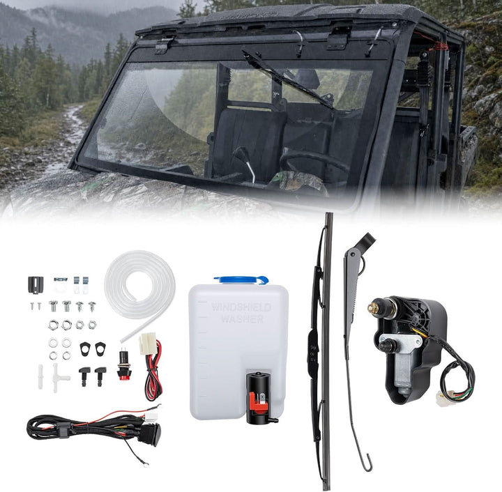 12V Electric Wiper Motor Kit with Washer Bottle For RZR, Ranger,Can-Am,Pioneer