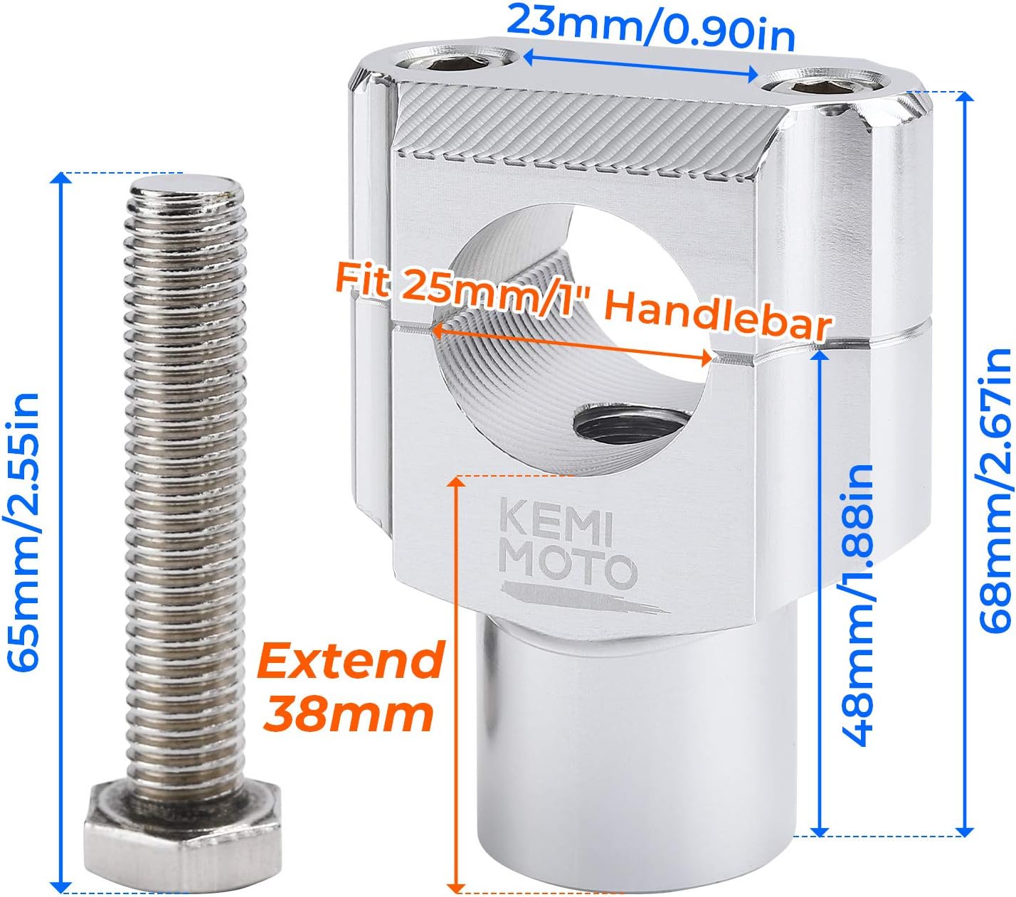1 Inch Motorcycle Handlebar Risers, Aluminum Alloy Motorcycle Risers - Kemimoto