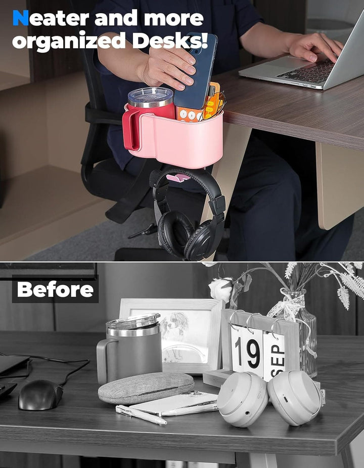 2 in 1 Desk Cup Holder for Most 18-32 oz Bottles - Kemimoto