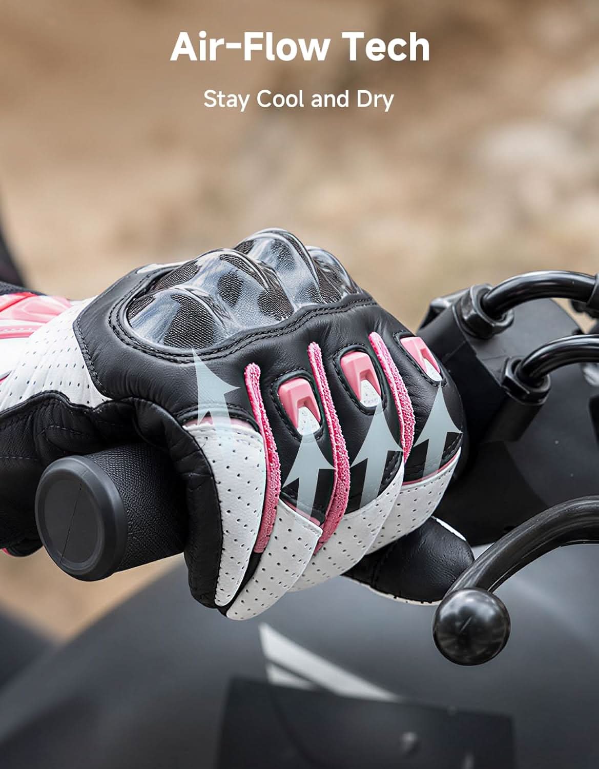 Leather Motorcycle Gloves for Women with Touchscreen