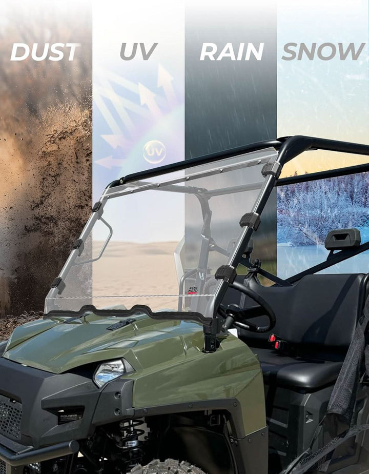 UV-Resistant Front Windshield for Polaris Ranger 800 XP & 570 Full-Size (Not Fit Midsize)