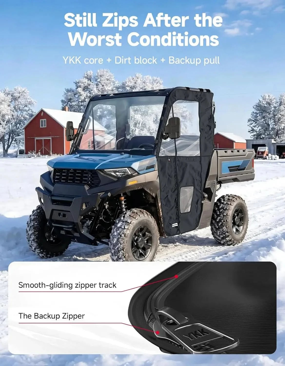 UTV Soft Cab Enclosure Doors with YKK Zipper, Tear-Resistant Water-Resistant for Polaris Ranger SP 570 2022-2026, 2 Door