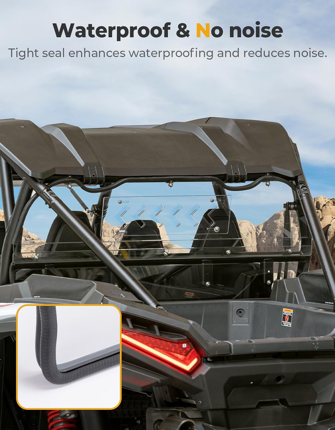 Vented Clear Rear Windshield for Polaris RZR XP 1000 2024-2025 - Kemimoto