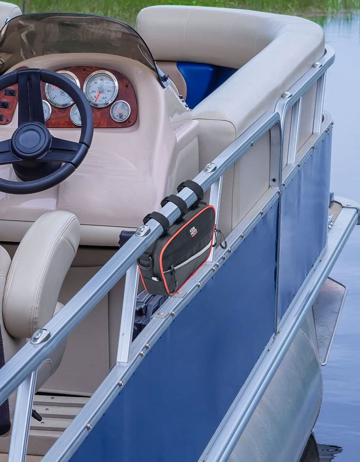 UTV Roll Cage Storage Bag for UTV, ATV, Golf Cart, Bike, 11" x 5", Black & Red - Kemimoto