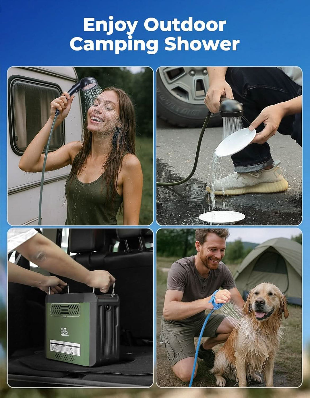 Portable Propane Hot Water Heater with Pump, 20,000 BTU - Kemimoto