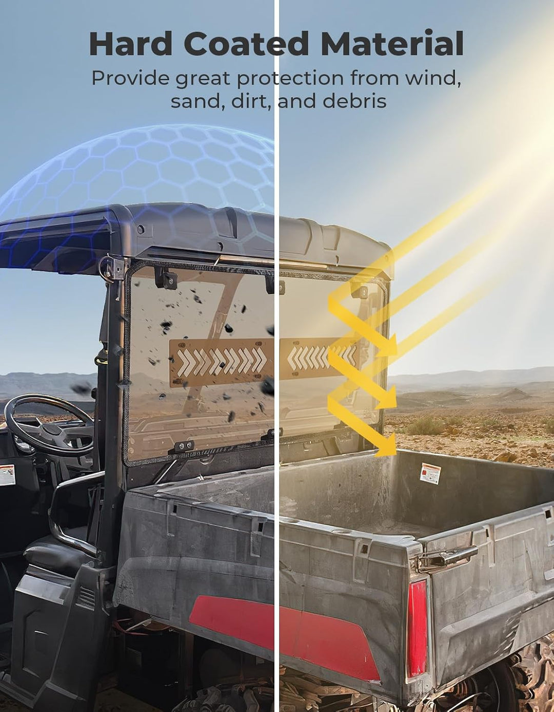 Tinted Rear Window for Polaris Ranger Midsize 500/570/SP 570/Crew/ETX/EV - Kemimoto