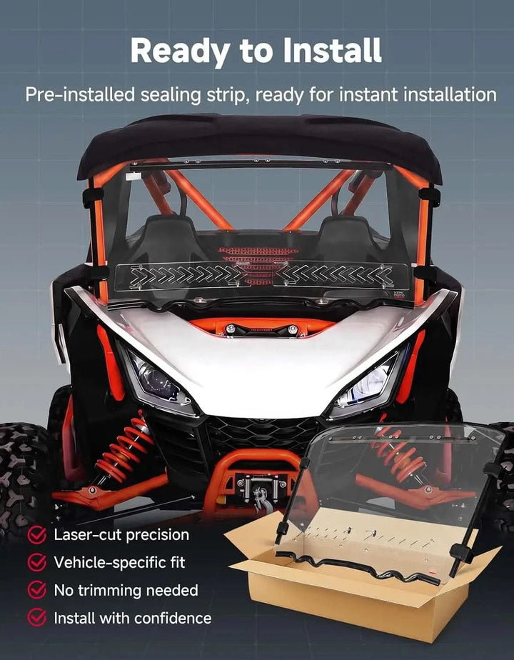 UTV 2 in 1 Vent Windshield, Ultra-Clear Shatter-Resistant for Segway Villain 2024+