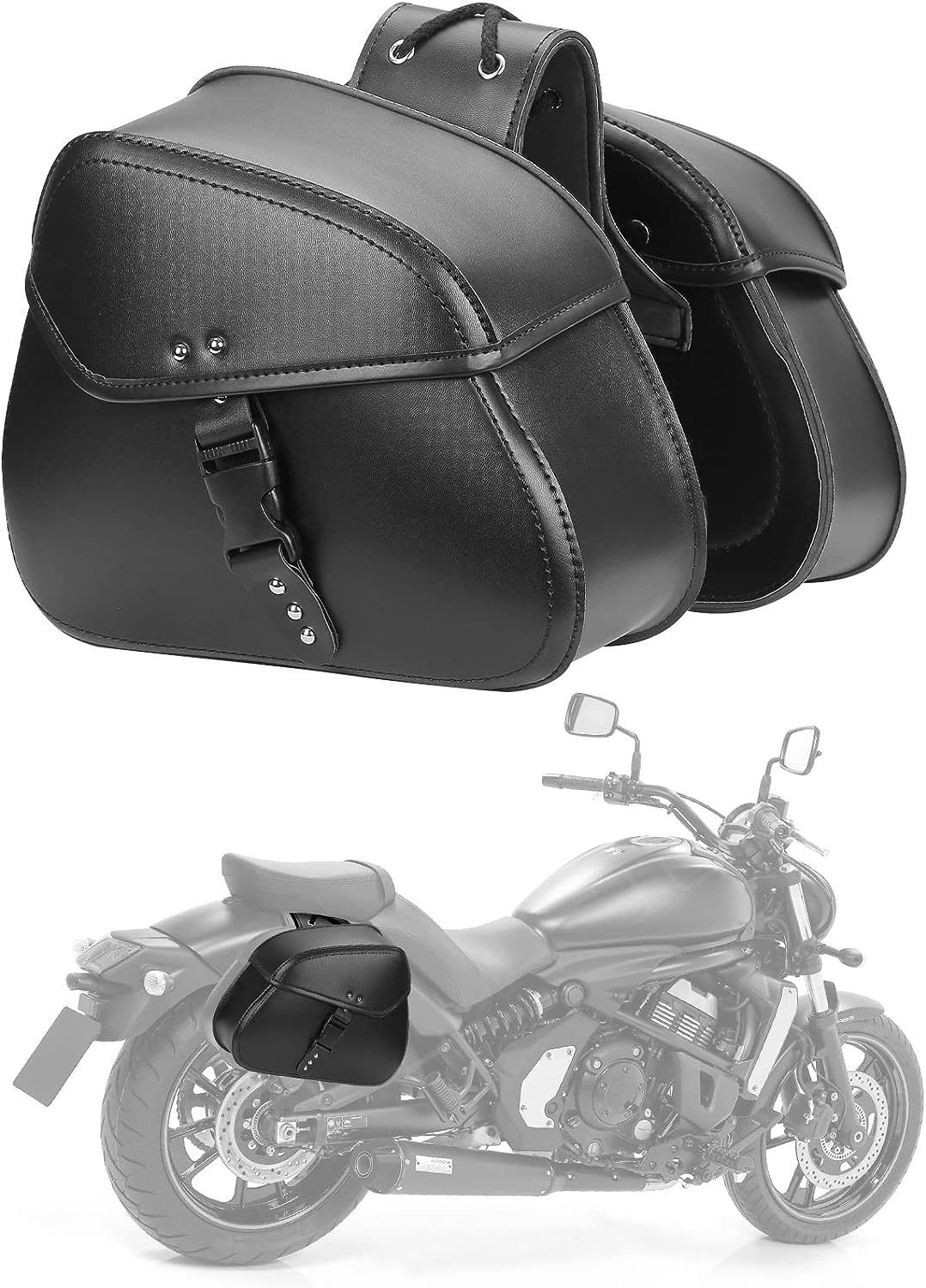 24L PU Leather Motorcycle Saddlebags