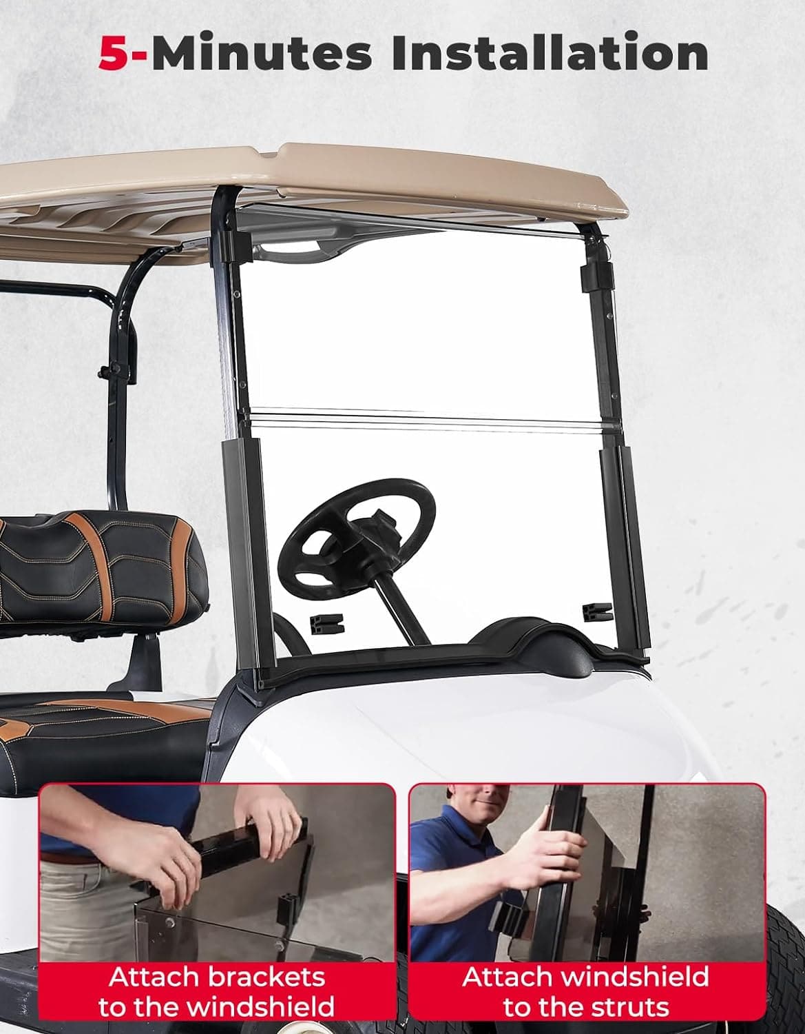 Golf Cart Windshield for EZGO RXV (2008-Up) - Kemimoto