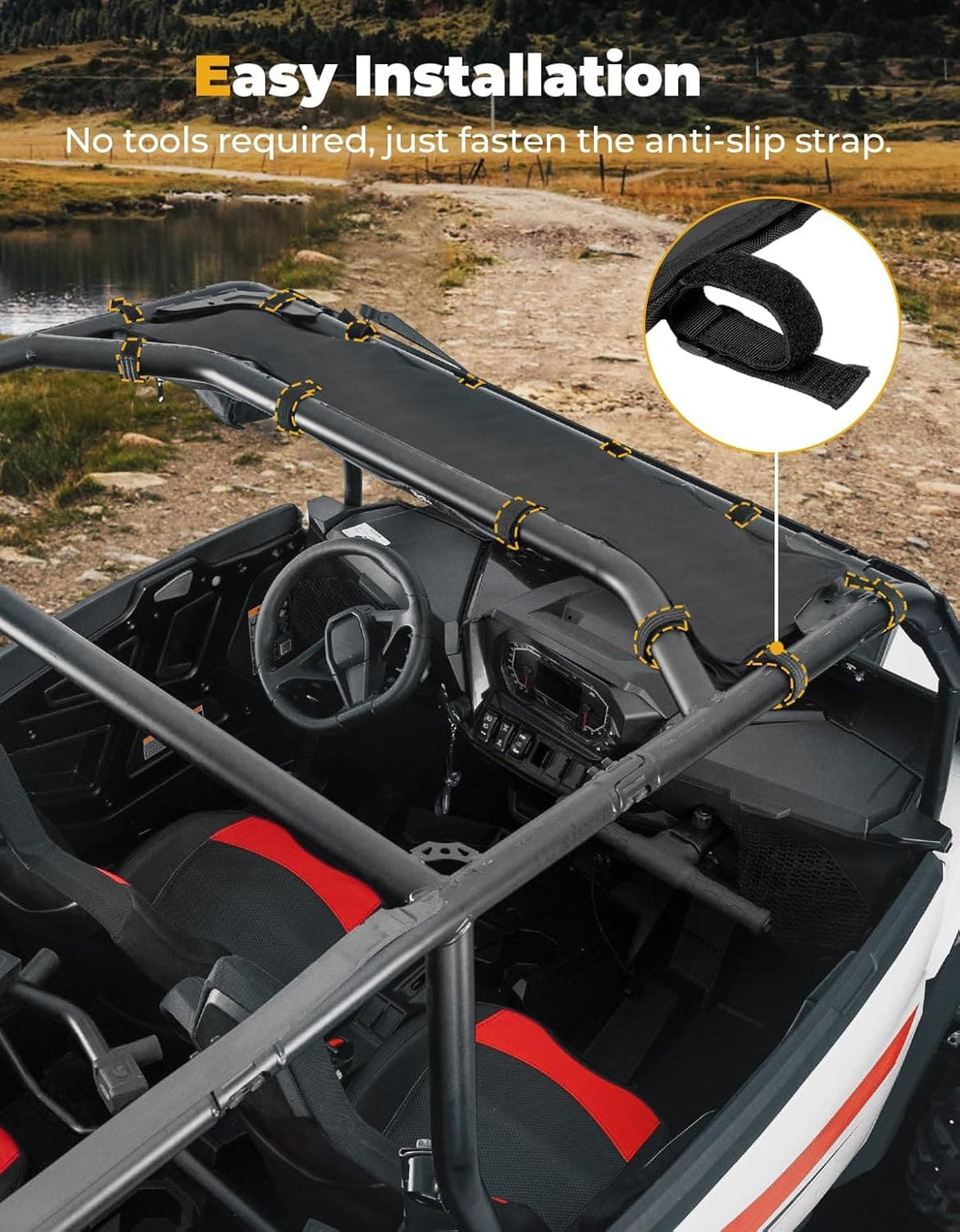 UTV Roof Bag 1680D Overhead Storage for 2024-2025 Polaris RZR XP 1000/ 4 - Kemimoto