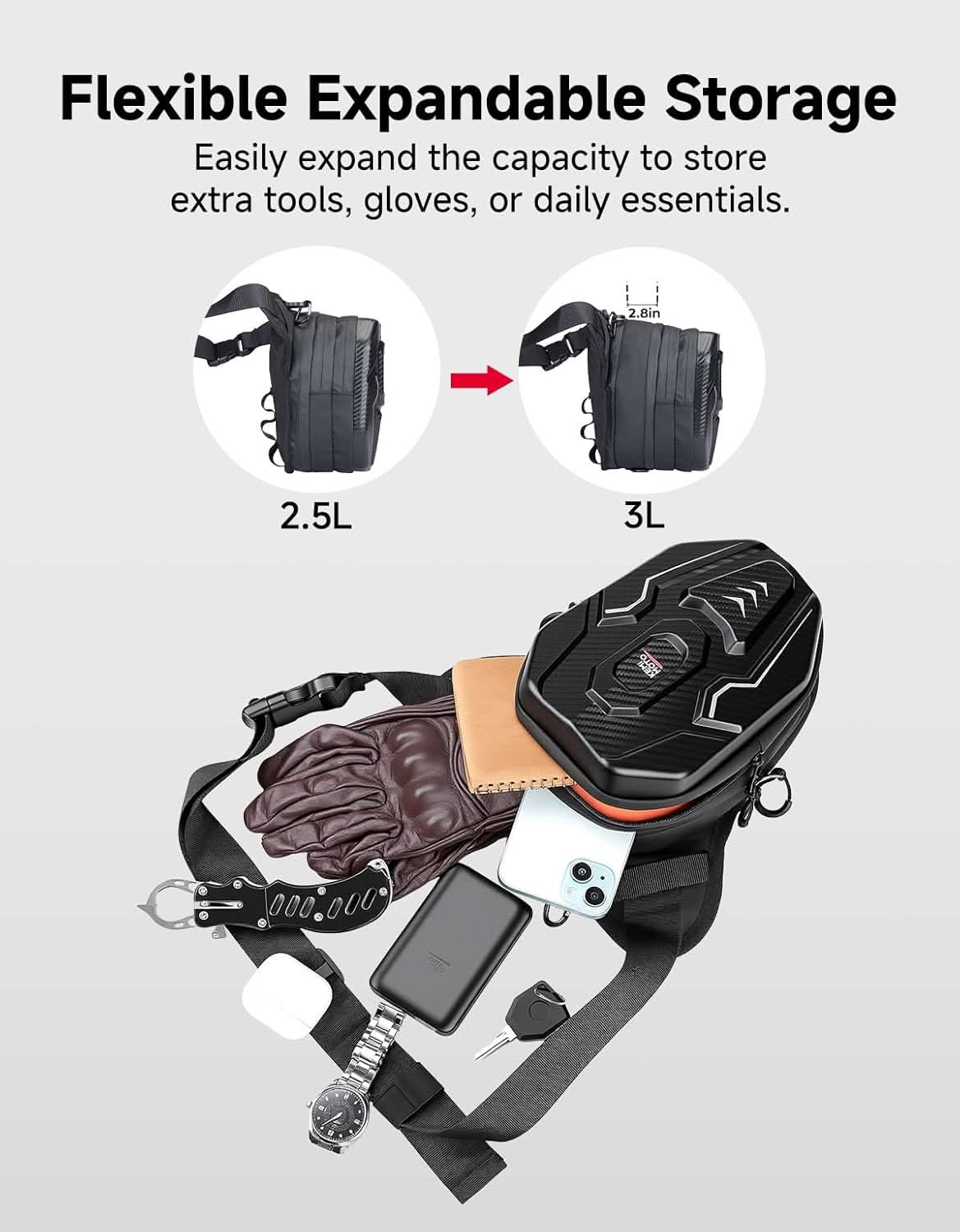 Motorcycle EVA Hard Shell Leg Bag for Men Women