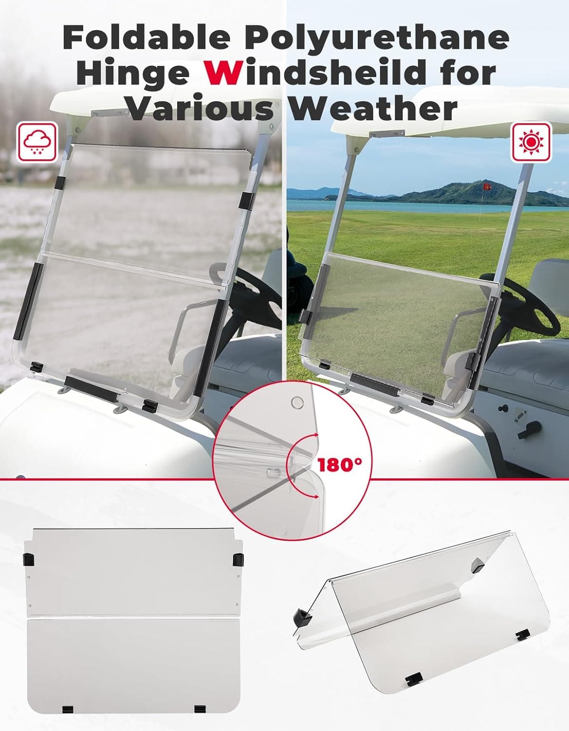 Foldable Golf Cart Windshield for G22 (2003-2006) Tinted - Kemimoto