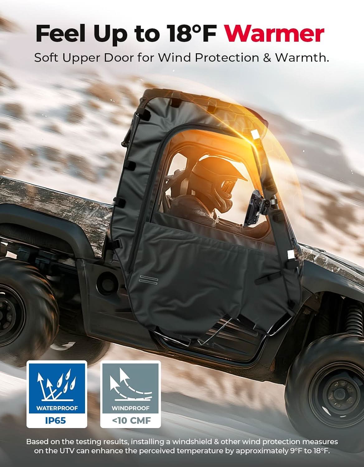 UTV Cab Enclosure Waterproof 1680D Soft Side Doors for Hisun, Axis, Coleman, Massimo MSU 500 - Kemimoto