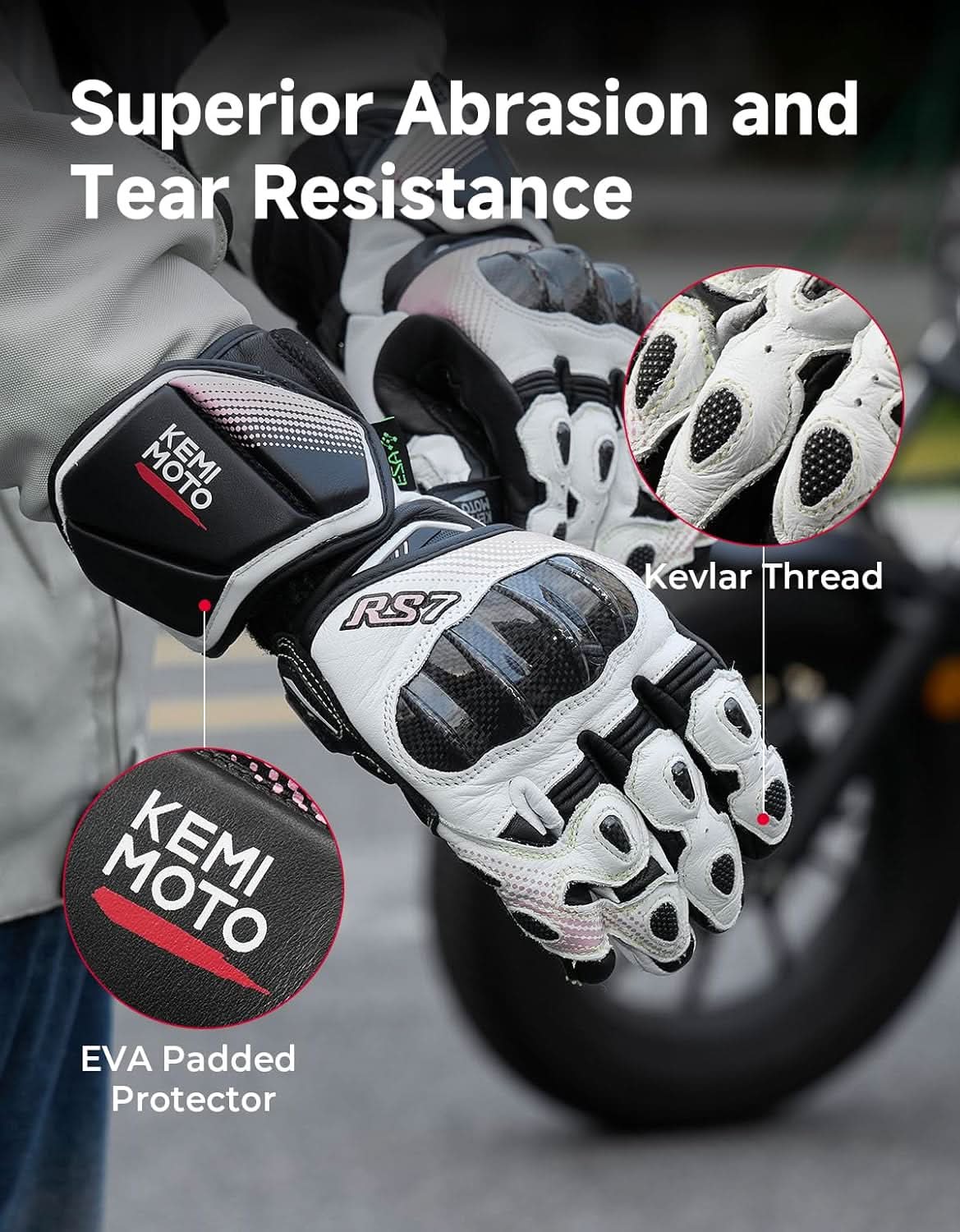 Women Carbon Fiber Motorcycle Gloves - Kemimoto