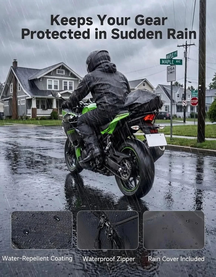 10L Motorcycle Tail Bag Carbon Fiber Rain Cover Shoulder Strap