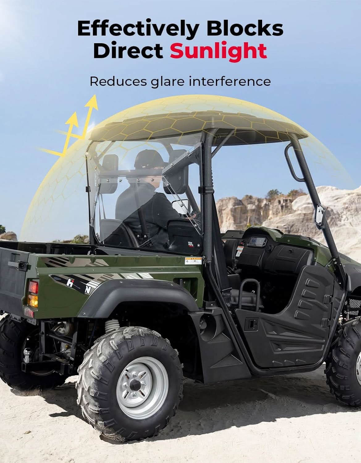 UTV Rear Windshield for Hisun 500/700 - Kemimoto