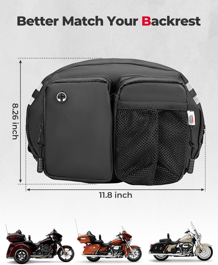Motorcycle Backrest Bag Organizer Kit for Touring Softail - Kemimoto