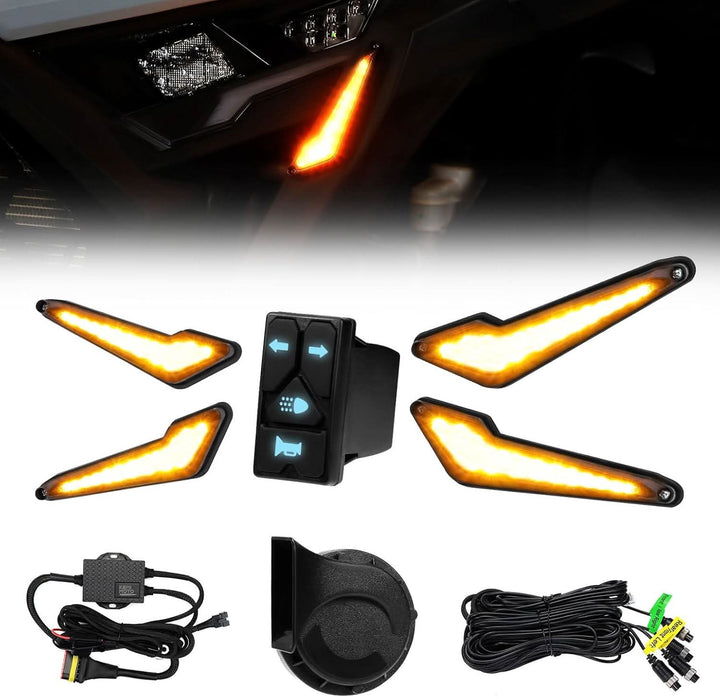 Universal UTV Street Legal Turn Signal Kit with Horn for Polaris Can-Am Kawasaki Teryx CFMOTO