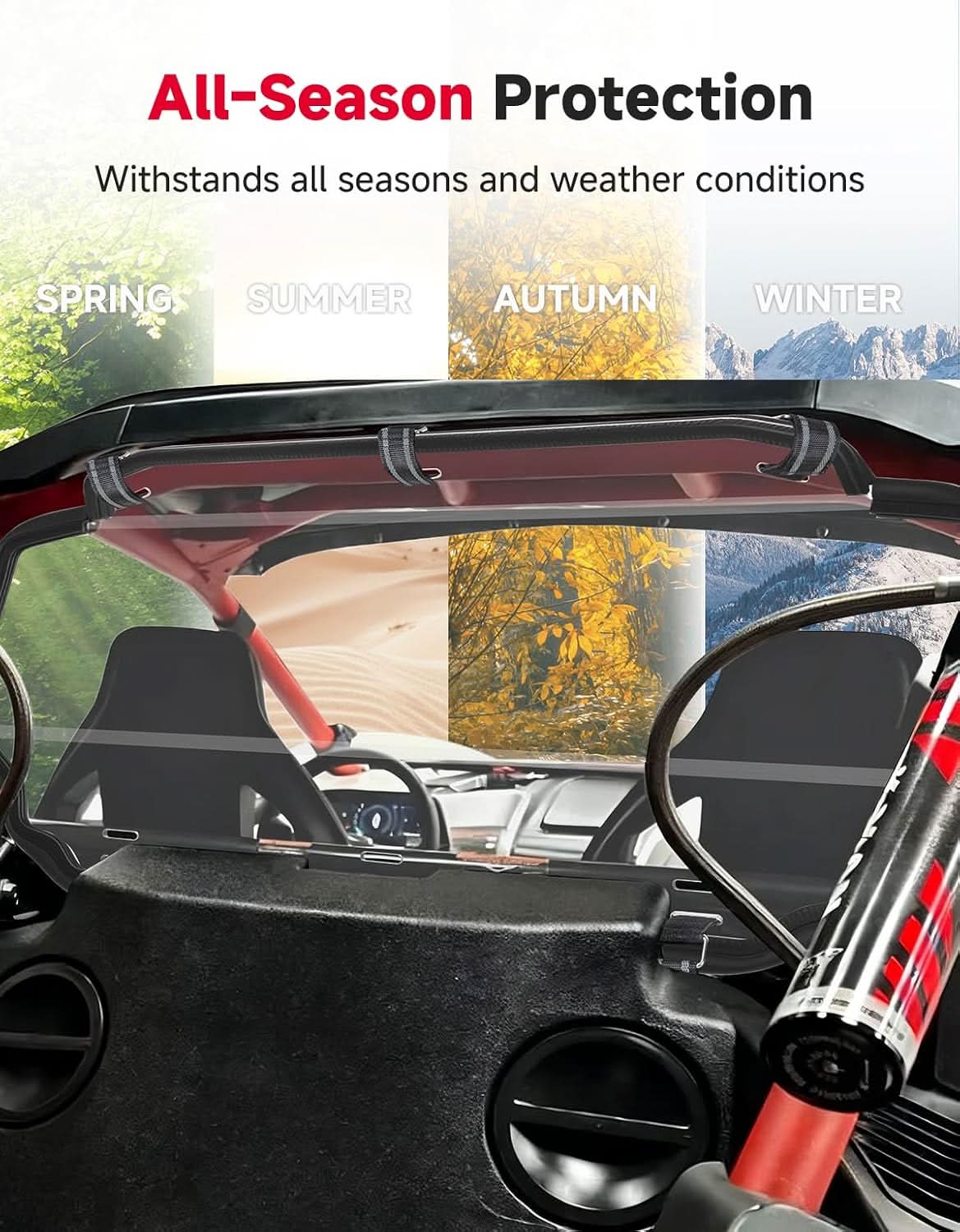 UTV Rear Windshield, Ultra-Clear Shatter-Resistant for Segway Villain 2024+