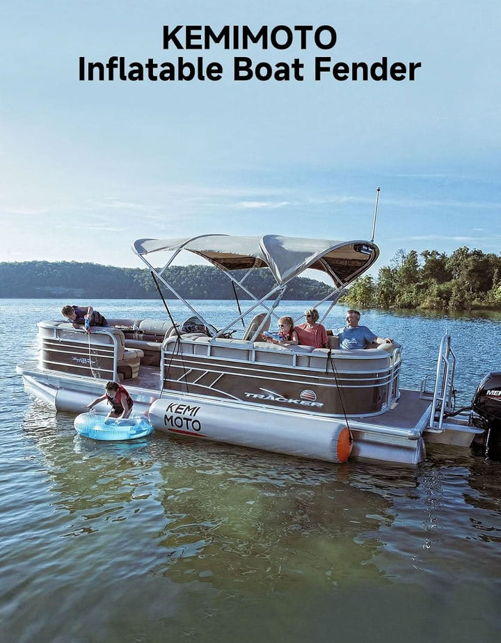 10FT Heavy Duty Boat Bumper for Docking Inflatable Fender for Pontoon, Fishing Boats, Yachts - Kemimoto