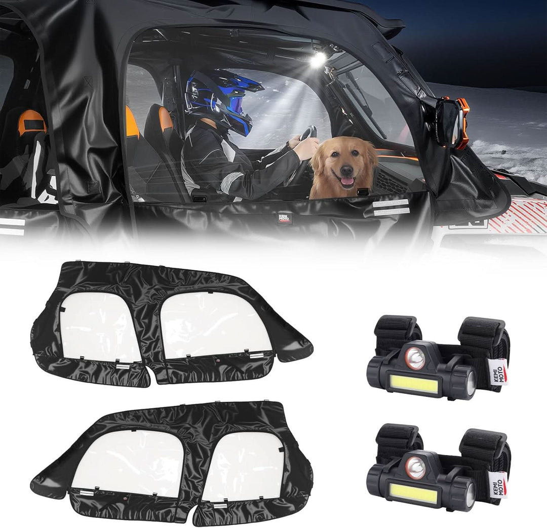 Upper Doors Cab Enclosure with 2 Dome Lights for Polaris RZR XP 4 1000 2014-2023 - Kemimoto