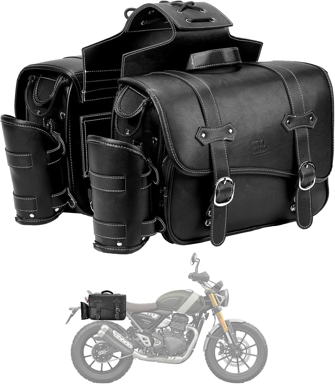 Motorcycle Saddle Bags for Sportster, Softail, Dyna, Road King, V-star, and Shadow - Kemimoto