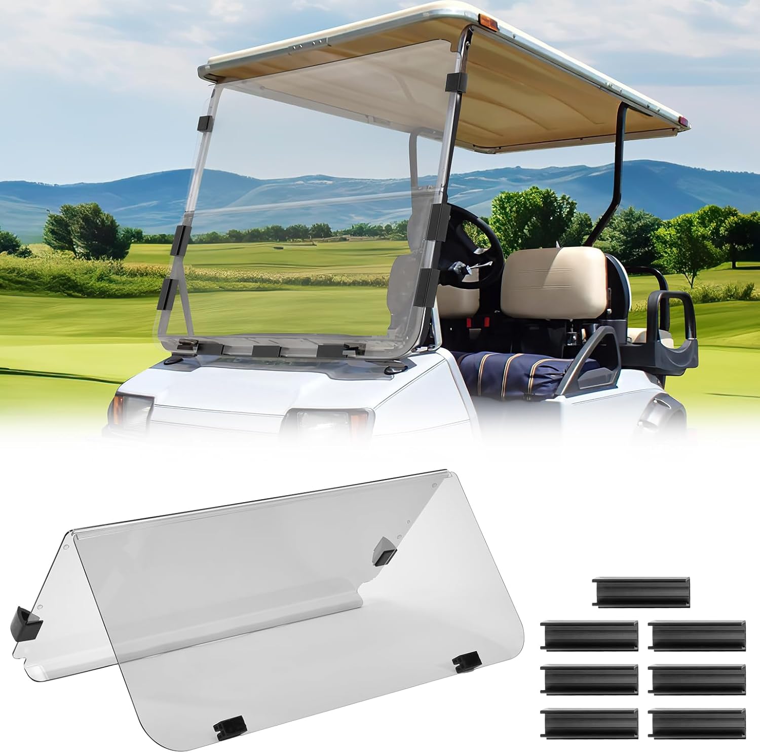 Foldable Golf Cart Windshield for Club Car DS (1982-2000) - Kemimoto