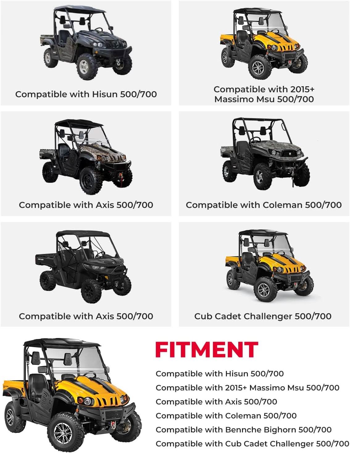UTV Rear Windshield for Hisun 500/700 - Kemimoto