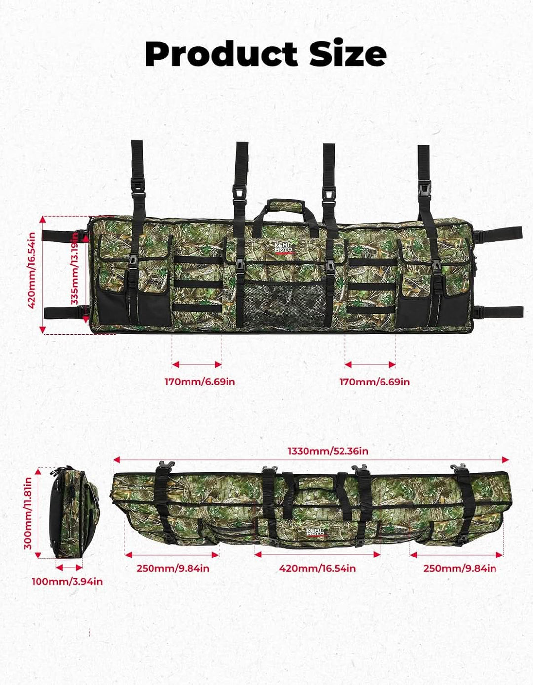 UTV Hunting Tool Bag Rack, Rear Roll Cage Carrier Case - Kemimoto