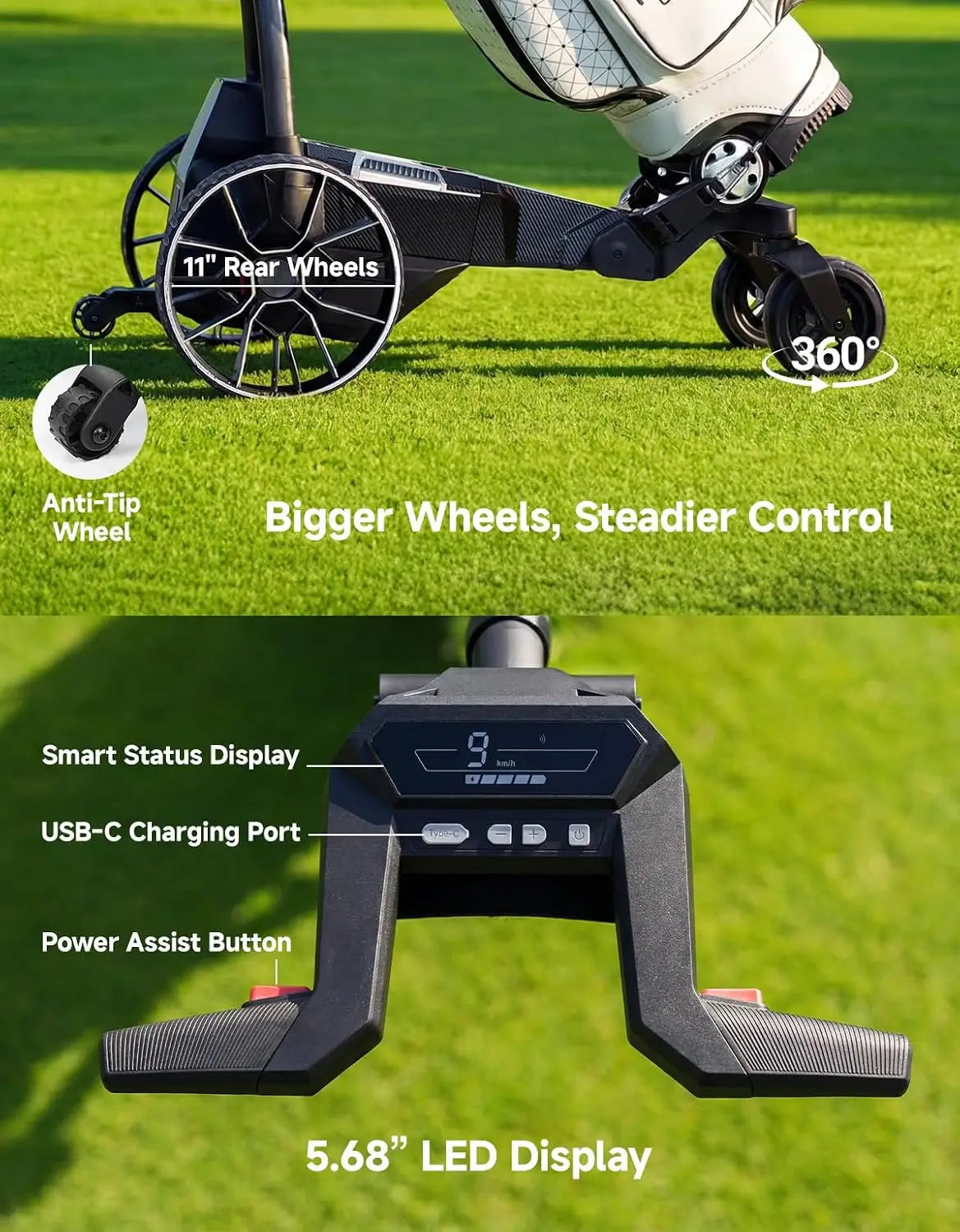 KEMIMOTO ApexR Electric Golf Push Cart with Remote Control, 36 Hole