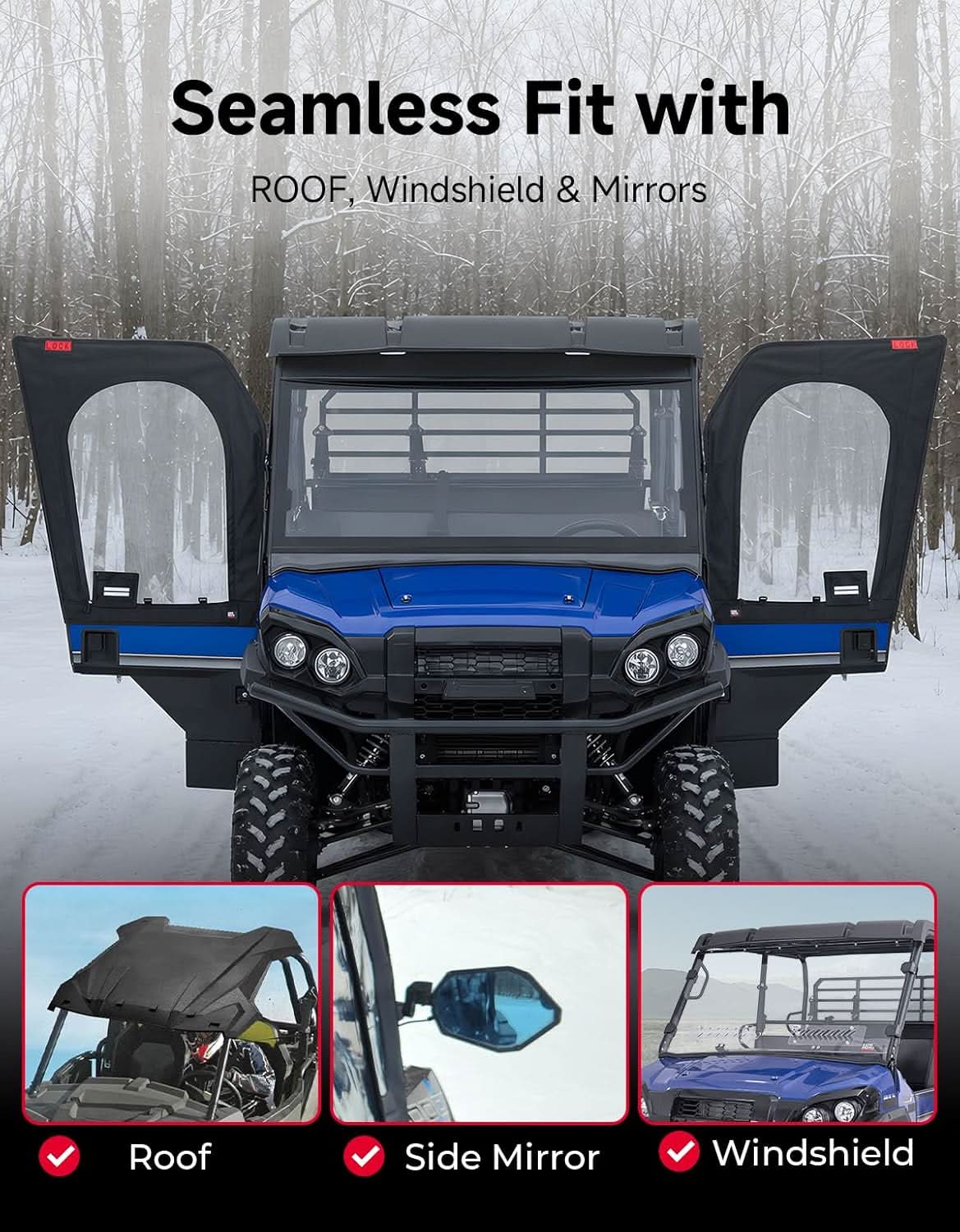 UTV Framed Upper Door Kits For Kawasaki Mule Pro