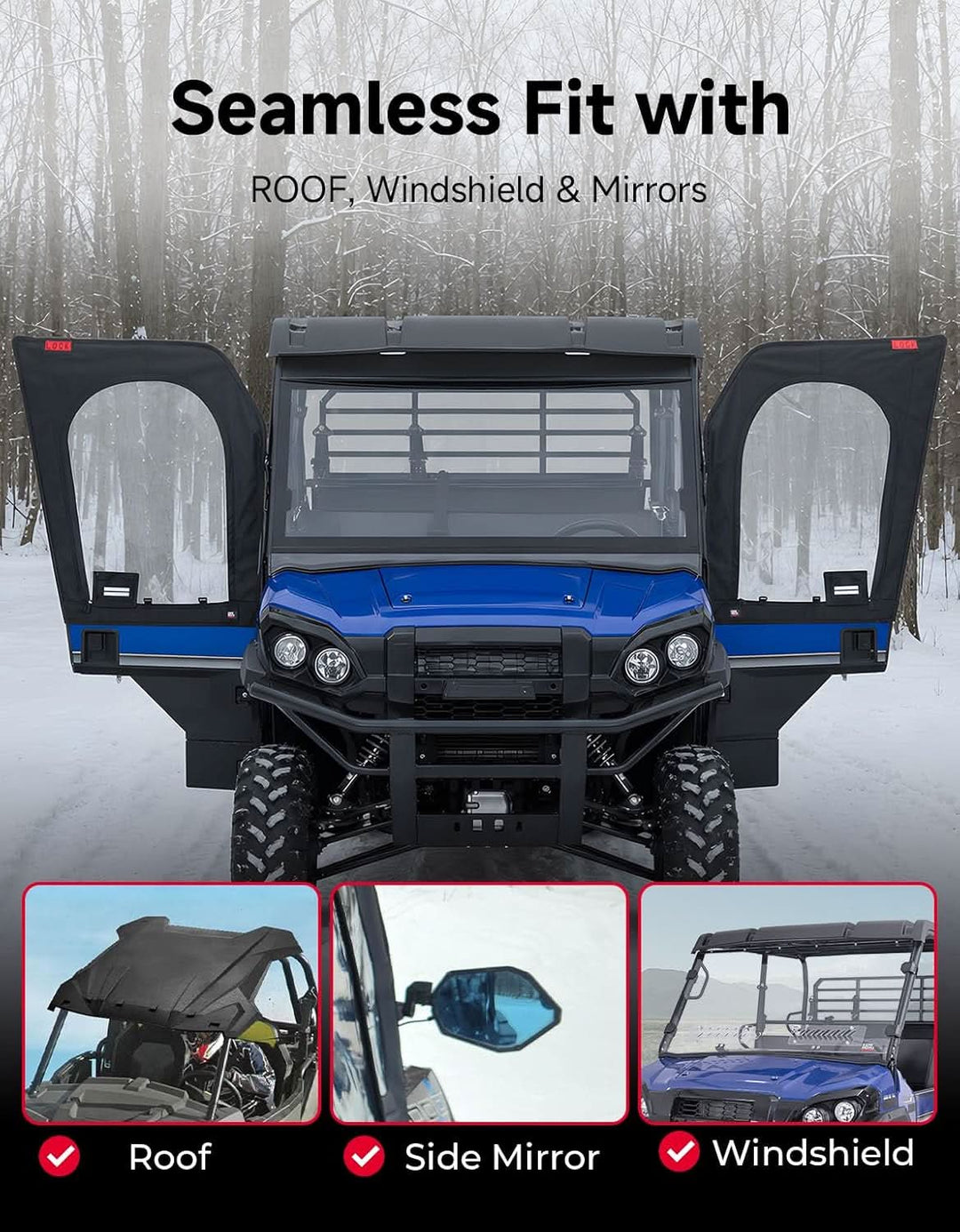 UTV Framed Upper Door Kits For Kawasaki Mule Pro