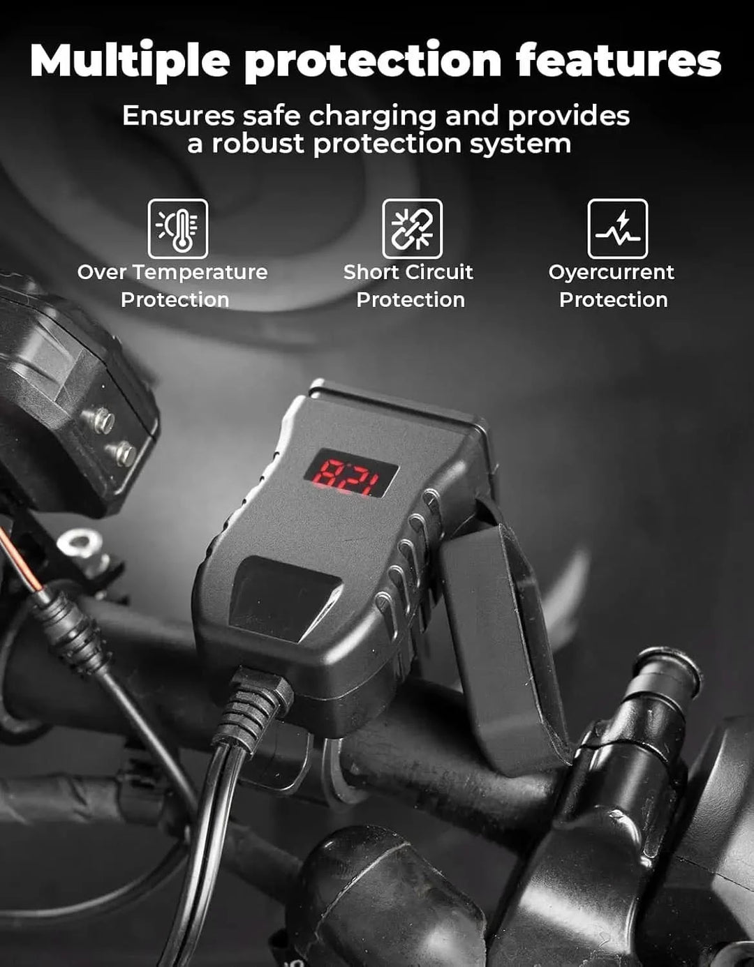 USB Charger for Motorcycle with USB-C & USB-A
